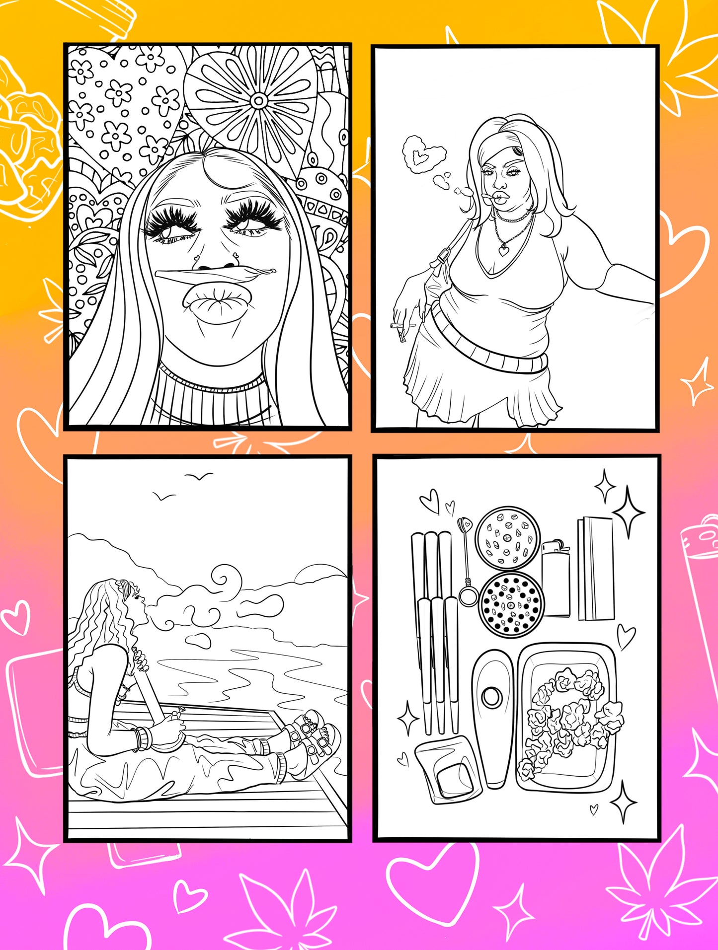 Color Me High: A Coloring Book for the Pretty & Fꨄded Stoners ೀ⋆⑅˚